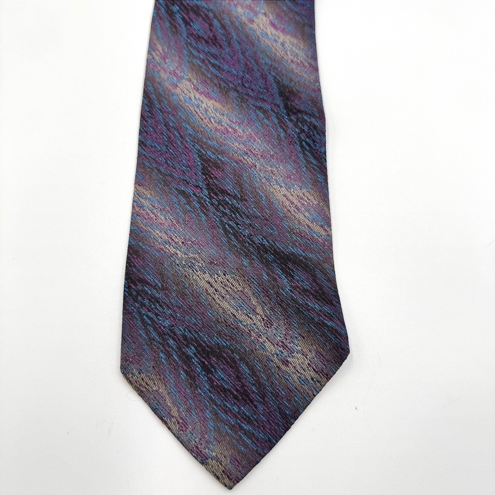 Krizia Silk Tie Made in Italy Purple Blue Abstract 57 x 3.75 Back Lining Wear